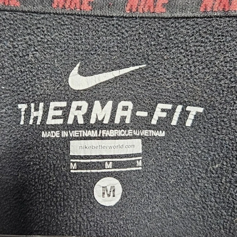 Nike Mens Therma-FIT Quarter Zip Pullover‎ Black Red Swoosh Training Top Size M